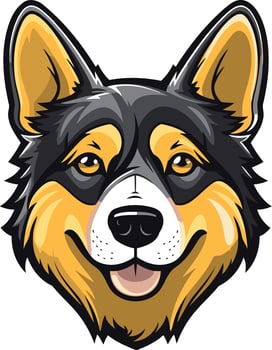 A cheerful cartoon dog with black and tan fur, looking directly at the viewer with a wide, happy smile vector