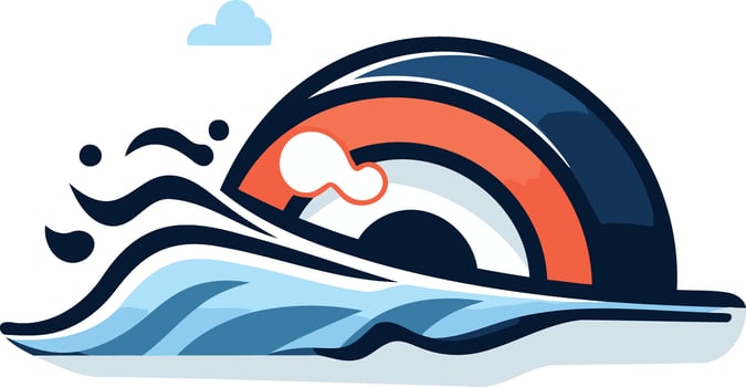 Abstract logo design featuring a stylized wave with a colorful eye inside vector
