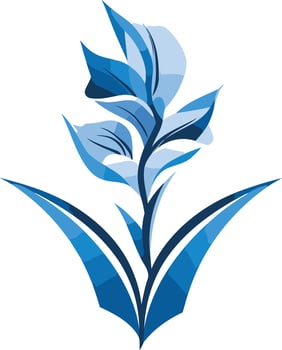 Blue flower with leaves - perfect for floral design, branding, or eco-friendly projects vector