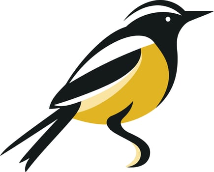 A stylized, minimalist logo depicting a yellow and black bird, perfect for nature-inspired brands, conservation efforts, or environmental businesses vector