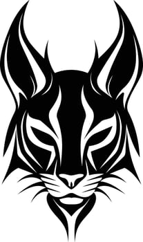 Stylized black and white lynx head design vector