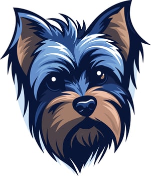 Cute and playful yorkshire terrier illustration with blue accents perfect for pet-related products, social media, or branding vector