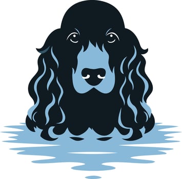 A stylish silhouette of a cocker spaniel dog emerging from water vector