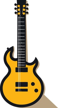 A simple, cartoon-style illustration of a yellow electric guitar vector