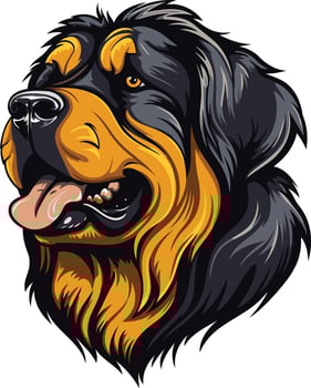 A detailed, cartoon-style illustration of a tibetan mastiff, a powerful and loyal breed vector