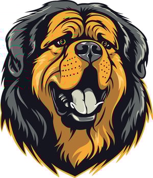 A fierce and friendly tibetan mastiff head illustration, perfect for pet-related brands, logos, or designs vector