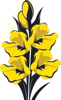 A stylized illustration of yellow flowers with dark green stems, perfect for design projects, branding, and website graphics vector