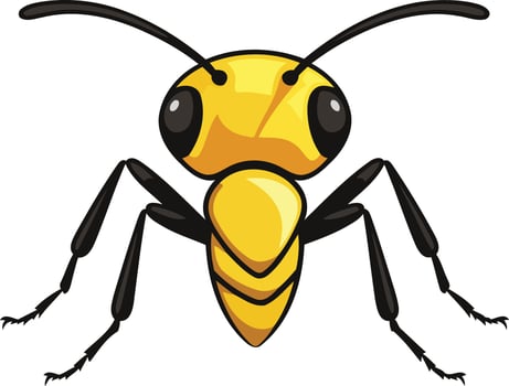 A cartoon ant with black and yellow eyes vector