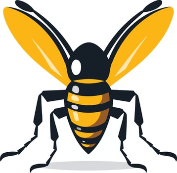A yellow and black wasp with long wings vector