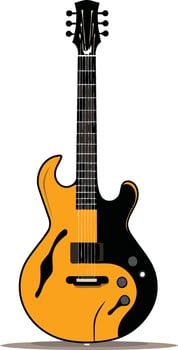 A simple illustration of a yellow and black electric guitar, perfect for music-related designs, websites, and social media content vector