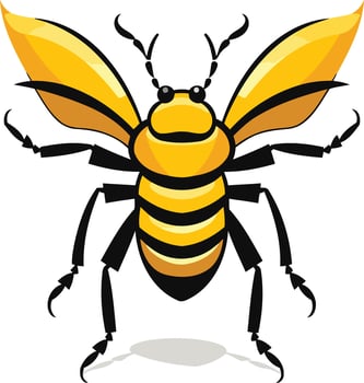A cartoon bee with black and yellow wings vector