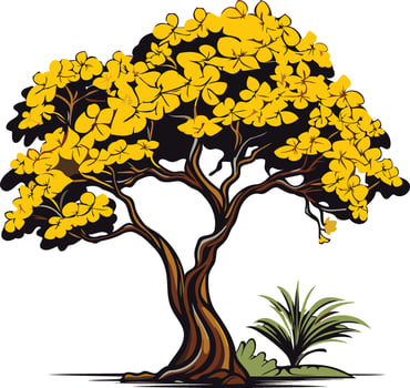 A beautiful illustration of a stylized tree with vibrant yellow flowers vector