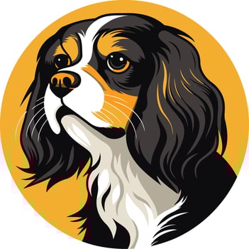Cute cartoon cavalier king charles spaniel dog head illustration vector