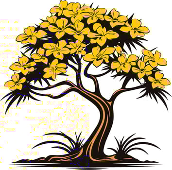 A stylized illustration of a beautiful flowering tree, perfect for adding a touch of nature to your design projects vector