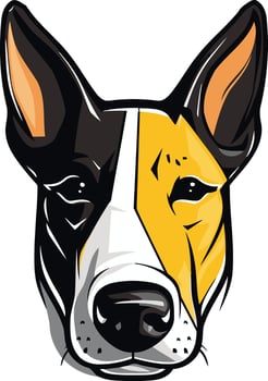 A bold and colorful illustration of a dog's face, perfect for pet-related projects, branding, or social media vector