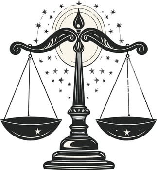 Ornate Scales of Justice with Starry Background vector