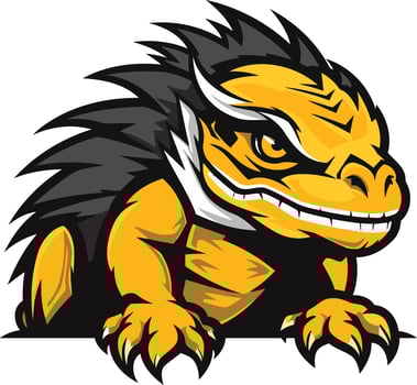 Powerful Yellow Lizard Mascot Illustration vector