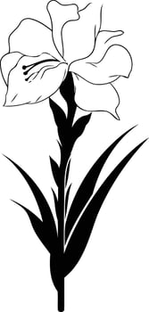 A simple black and white line drawing of a graceful flower, perfect for adding a touch of elegance to any design vector
