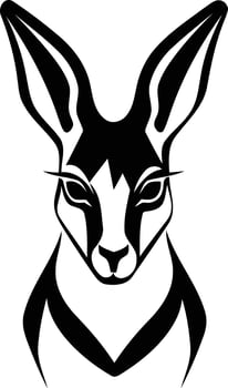 A black and white drawing of a deer head vector