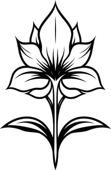 Simple yet elegant black and white line art illustration of a flower, perfect for tattoo designs, branding, and minimalist decor vector