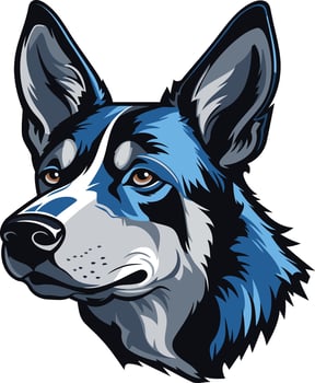 Blue Dog Portrait Illustration vector