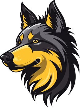 Black and Yellow Wolf Mascot Illustration vector