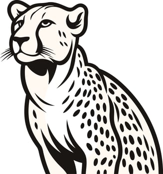 Cheetah in Black and White Illustration vector