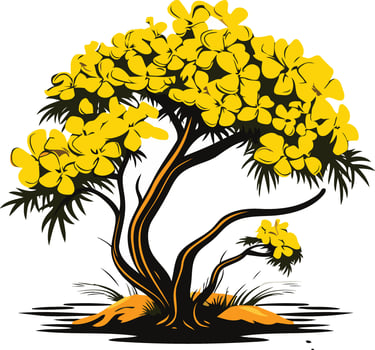Stylized Illustration of a Tree with Yellow Blossoms vector