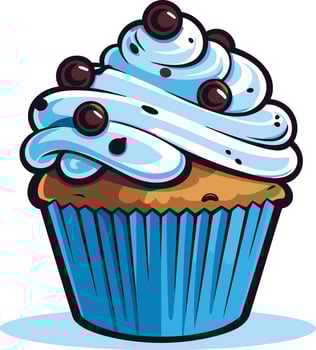 Blue and Brown Cupcake with Sprinkles vector