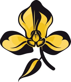 A stylized orchid flower in black and yellow, perfect for branding, design projects, or as a decorative element vector