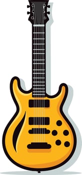 A vibrant yellow electric guitar with a black fretboard, perfect for music-related designs, websites, or social media posts vector