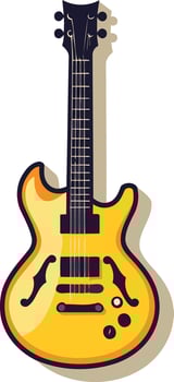 A vibrant yellow electric guitar with a sleek design, perfect for music-themed projects and designs vector