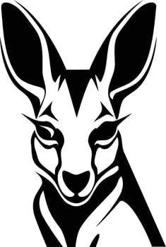 Stylish black and white illustration of a fennec fox head, perfect for tattoos, t-shirts, and logos vector