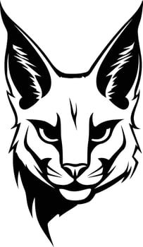 A black and white drawing of a cat's head vector