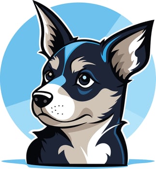 A cartoon dog with blue eyes and a black and white coat vector
