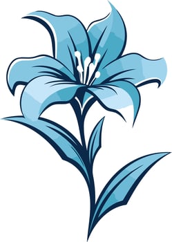 Elegant blue lily flower illustration, perfect for branding, website design, and more vector