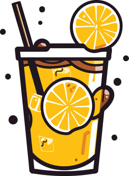 A refreshing glass of lemonade with ice and lemon slices, perfect for summer, beverage menus, and healthy drink promotions vector