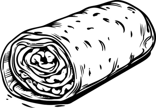 Hand-drawn illustration of a rolled burrito vector