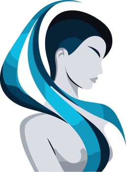 Stylish and abstract logo of a woman with flowing hair, perfect for beauty, fashion, and wellness brands vector