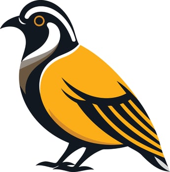A vibrant, stylized bird with black, white, and yellow plumage vector