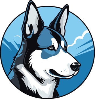 A bold and striking logo featuring a husky dog, perfect for businesses related to pets, animal care, or outdoor activities vector