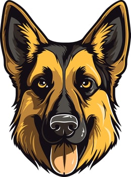 A friendly german shepherd dog head with a playful expression, perfect for pet-related designs, merchandise, and social media graphics vector