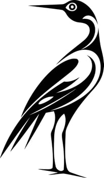 Stylish black and white silhouette of a bird with intricate tribal-inspired details vector