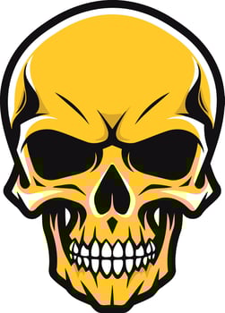 A bold and menacing yellow skull illustration vector