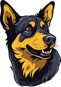 A friendly and expressive german shepherd head illustration, perfect for pet-related designs, logos, and branding vector