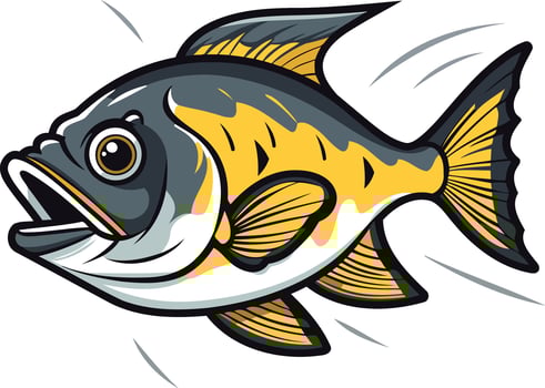 A cartoon fish with a yellow and black body vector