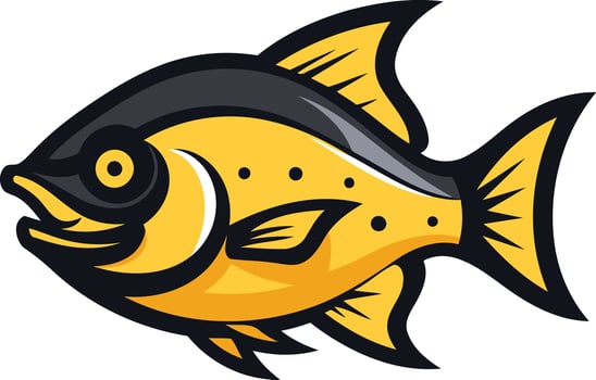 A vibrant, cartoon-style illustration of a yellow fish, perfect for branding, logos, or children's designs vector