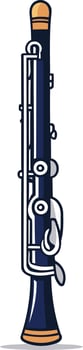 A cartoon illustration of a classic clarinet, perfect for music education, branding, or fun designs vector
