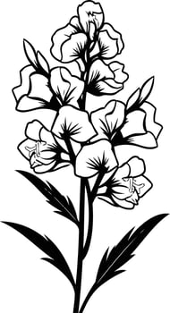 Simple black and white floral illustration, perfect for minimalist designs, branding, or invitations vector