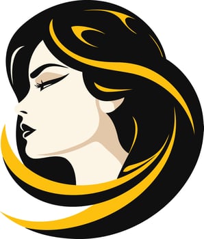 Elegant and stylized portrait of a woman with flowing hair, perfect for beauty, fashion, and feminine brands vector